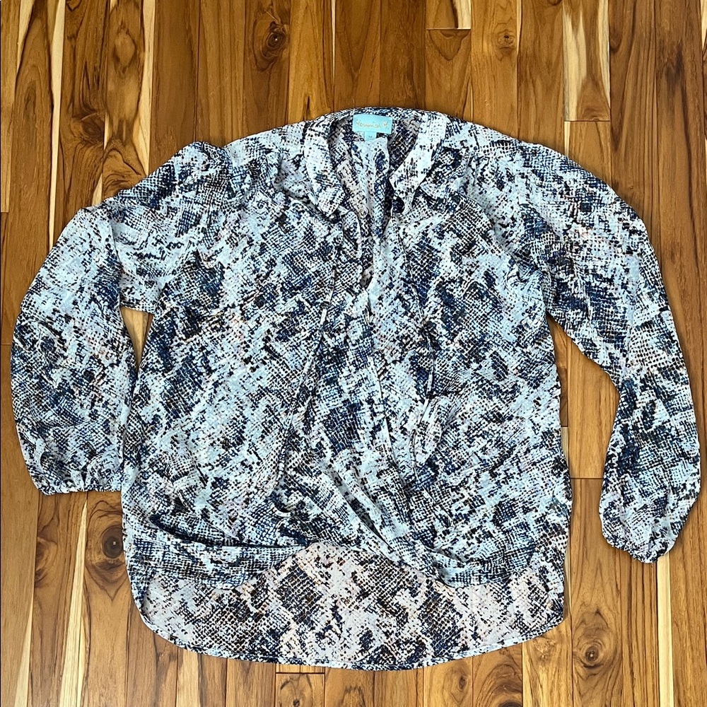Veronica M Snake Print Blouse - Black and White